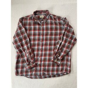 Hobbs Creek Mens Extra Large Shirt Red Blue Plaid Flannel Button Down Cotton